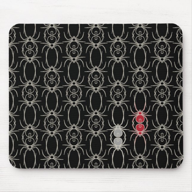 Tapis De Souris Araignées - Noir de chauve-souris et Blanc d'os (Devant)