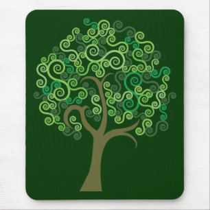 Tapis De Souris Arbre abstrait vert