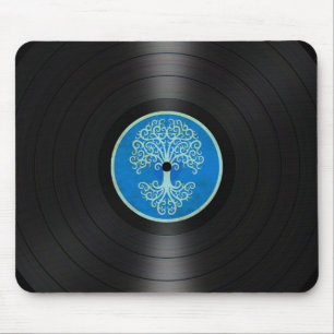 Tapis De Souris Arbre bleu de graphique d'album de disque vinyle