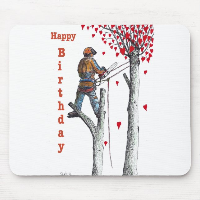 Tapis De Souris Arbre chirurgien Arboriste Carte d'anniversaire (Devant)