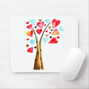 Tapis De Souris Arbre de coeurs valentines fantaisistes