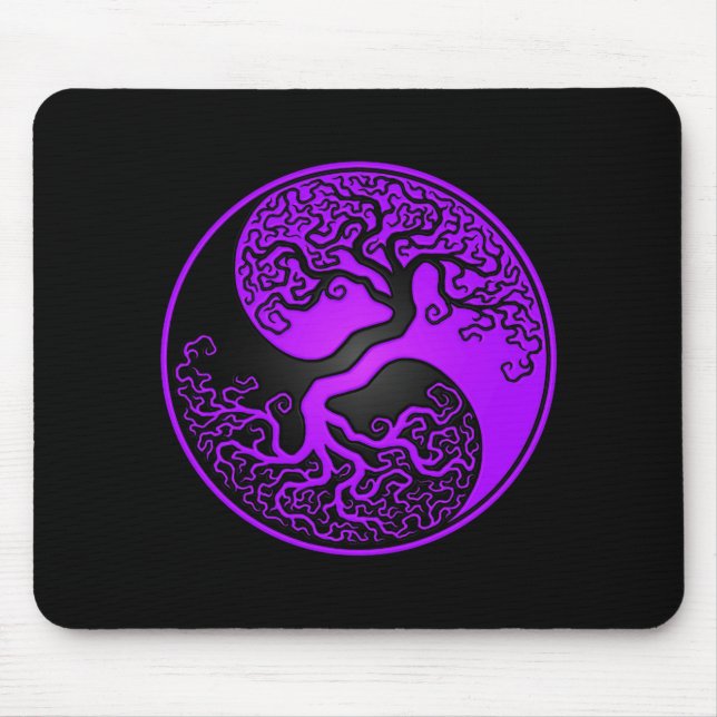 Tapis De Souris Arbre de la vie pourpre et noir Yin Yang (Devant)