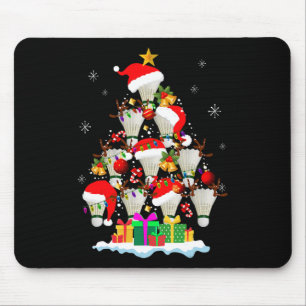 Tapis De Souris Arbre de Noël Bal de Badminton Santa Hat Funny Noë