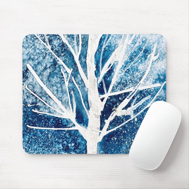 Tapis De Souris Arbre de Noël bouleau blanc d'hiver (Avec souris)