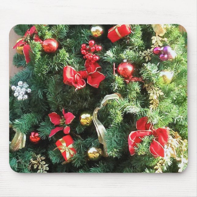 Tapis De Souris Arbre de Noël décoré (Devant)