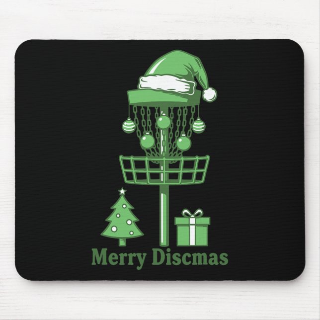Tapis De Souris Arbre de Noël Panier de Disc Golf Merry Discsmas (Devant)