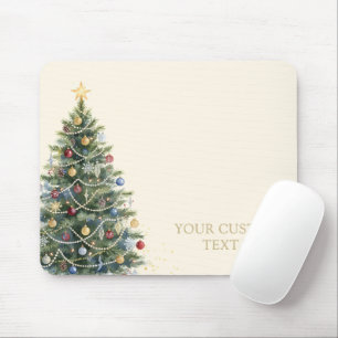 Tapis De Souris Arbre de Noël personnalisé à l'aquarelle Rustique