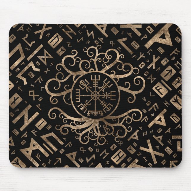 Tapis De Souris Arbre de Vegvisir de la vie Yggdrasil et des runes (Devant)