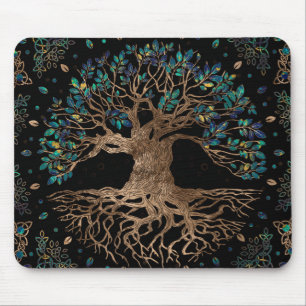 Tapis De Souris Arbre de vie - Ornement en or et marbre du Yggdras