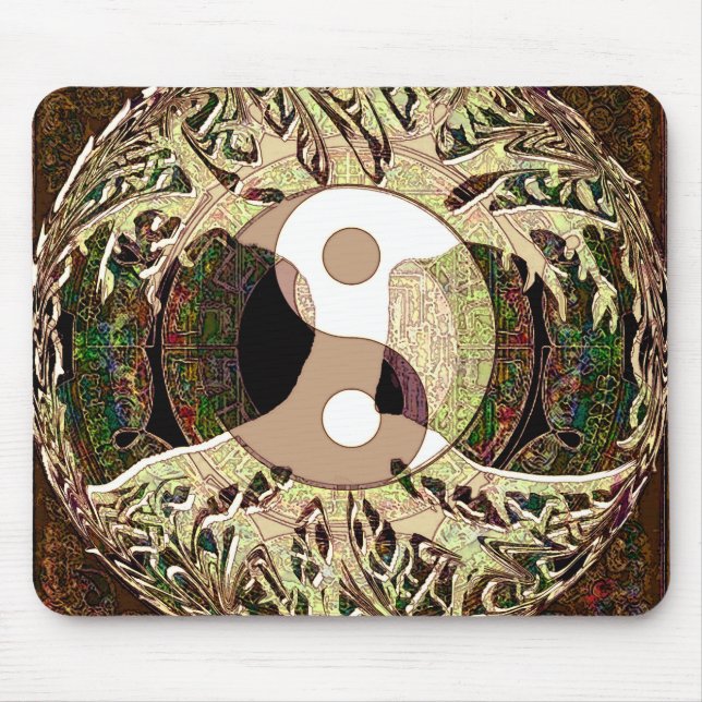 Tapis De Souris Arbre de Yin Yang de la vie Tan (Devant)