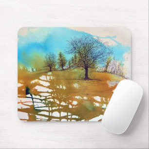 Tapis De Souris Arbre paysage aquarelle Art