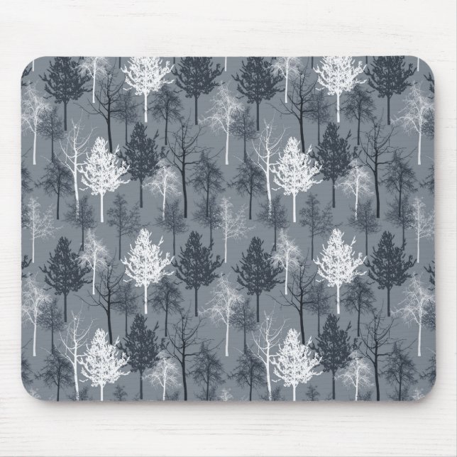 Tapis De Souris Arbres bleus et blancs de la Marine (Devant)