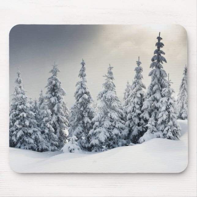 Tapis De Souris Arbres couverts de gelée et de neige (Devant)