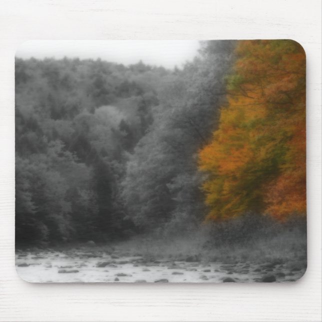 Tapis De Souris Arbres d'automne Nature Blanc Noir Mousepad (Devant)