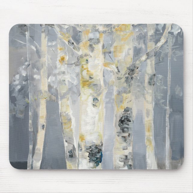 Tapis De Souris Arbres de bouleau sur l'arrière - plan gris 6 (Devant)