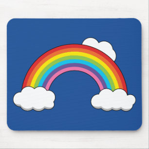 Tapis De Souris Arc en ciel avec nuages blancs