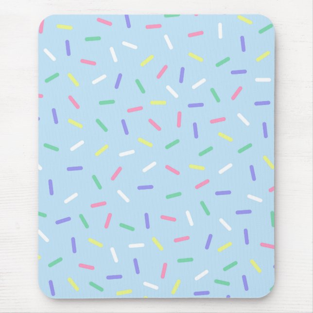 Tapis De Souris Arc-en-ciel bleu arrose confetti amusant coloré (Devant)
