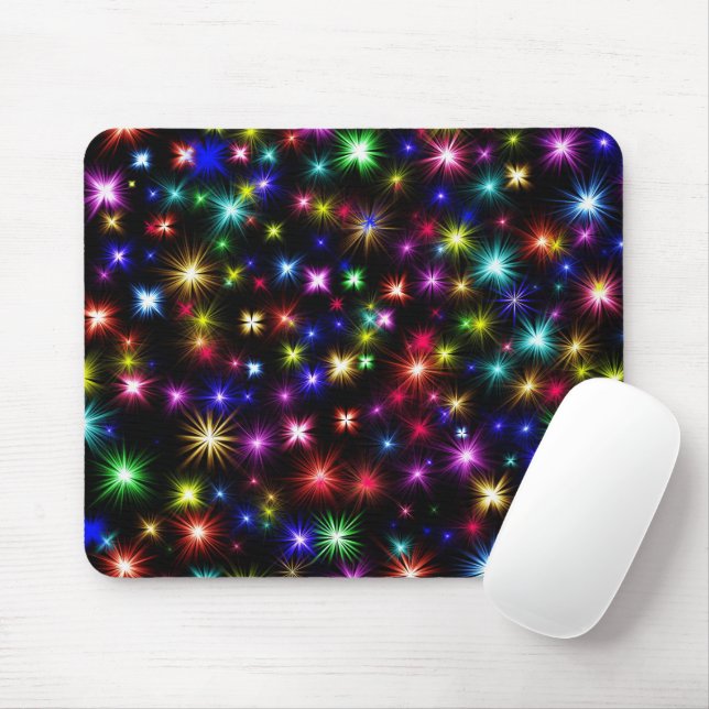 Tapis De Souris Arc-en-ciel brillant Étincelles, Étoiles et feux d (Avec souris)