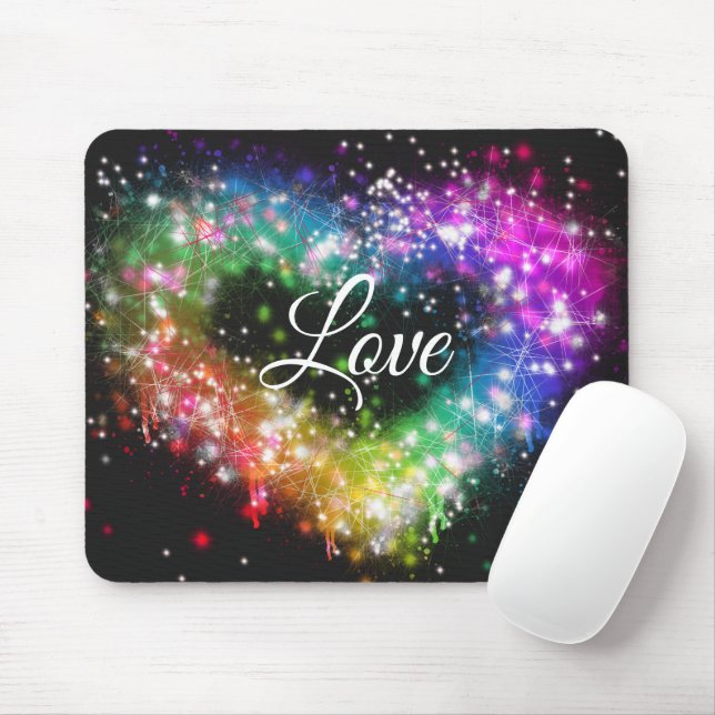 Tapis De Souris Arc-en-ciel couleurs vaporiser peinture étincelant (Avec souris)