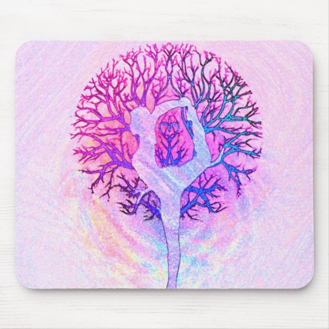Tapis De Souris Arc-en-ciel de pastel d'arbre de yoga (Devant)