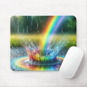 Tapis De Souris Arc-en-ciel éclaboussé dans une flaque