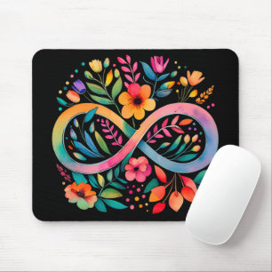 Tapis De Souris Arc-en-ciel Infinité Aquarelle Fleurs Autisme