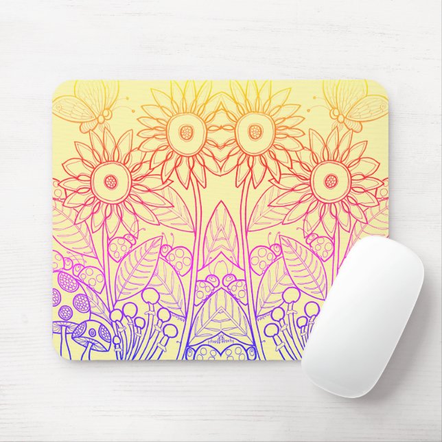 Tapis De Souris Arc-en-ciel Ombre Papillon & Ladybugs (Avec souris)