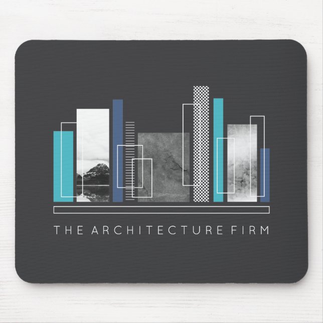 Tapis De Souris Architecture géométrique Bleu et gris (Devant)