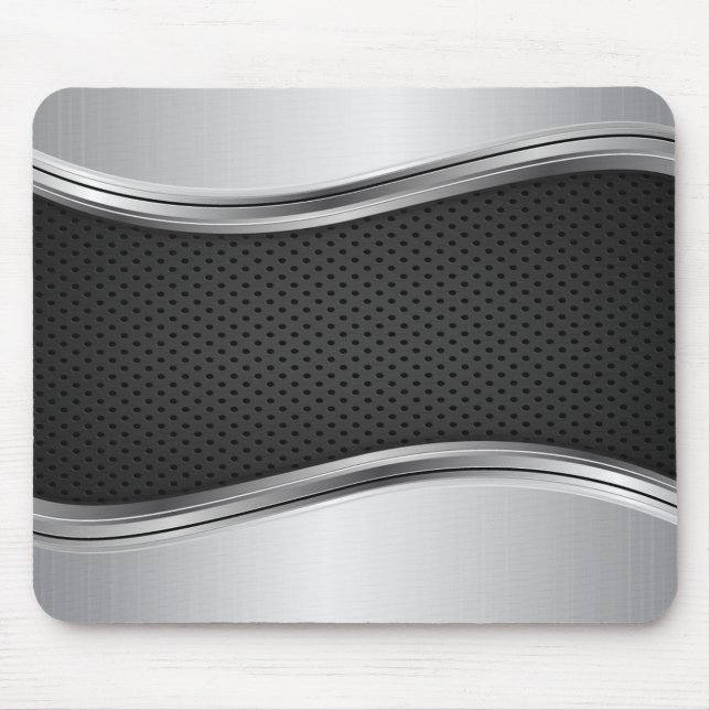 Tapis De Souris Argent métallique moderne Noir (Devant)