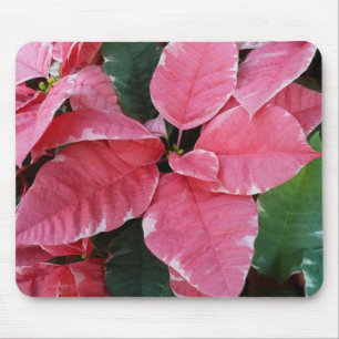 Tapis De Souris Argent Star Marbre Poinsettias Pink Holiday Floral