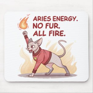 Tapis De Souris Aries Énergie Chat Sphynx Sans Fourrure Tout Feu T
