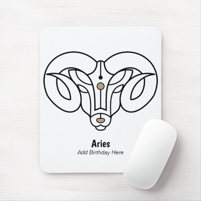 Tapis De Souris Aries le bélier noir or personnalise (Avec souris)
