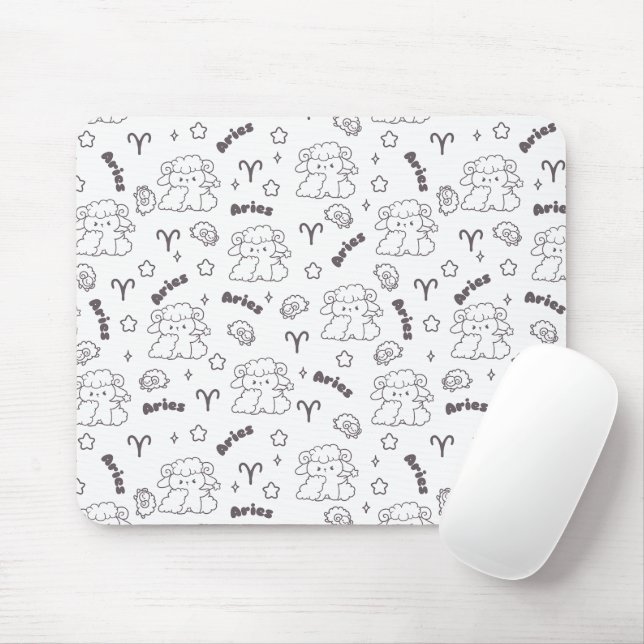 Tapis De Souris Aries Zodiac Elegance - Art Line Bunny & Ram (Avec souris)
