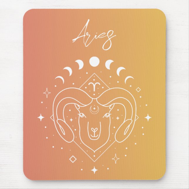 Tapis De Souris Aries zodiaque horoscope étoile signe dégradé (Devant)