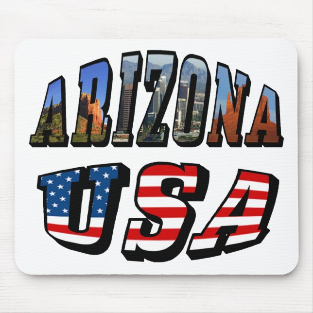 Tapis De Souris Arizona Picture et USA Flag Text (Devant)