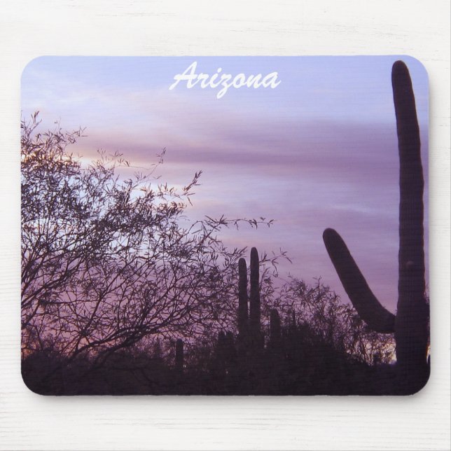 Tapis De Souris Arizona Purple Sunset & Saguaros Mousepad (Devant)
