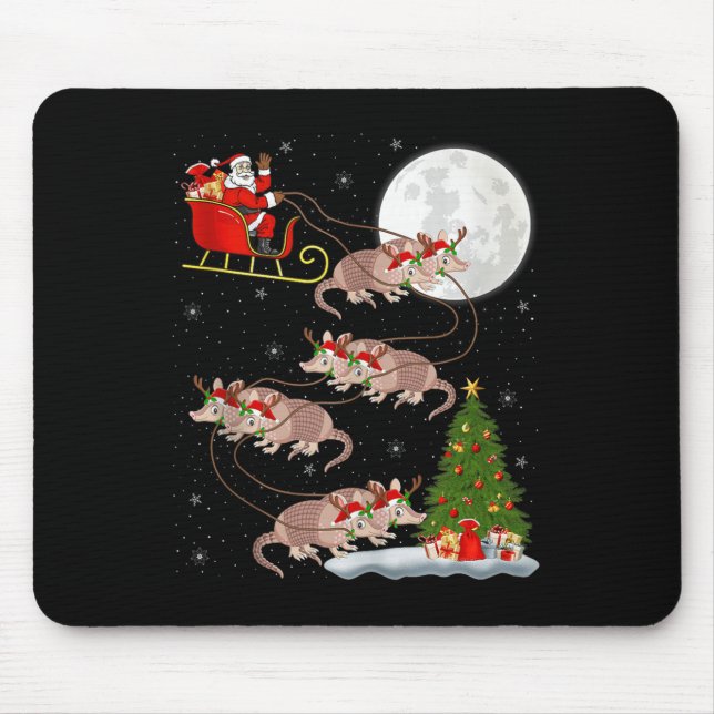 Tapis De Souris Armadillo Santa Sleigh Flying Funny Magical Christ (Devant)