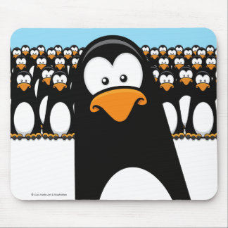 Tapis De Souris Armée drôle de pingouin de bande dessinée