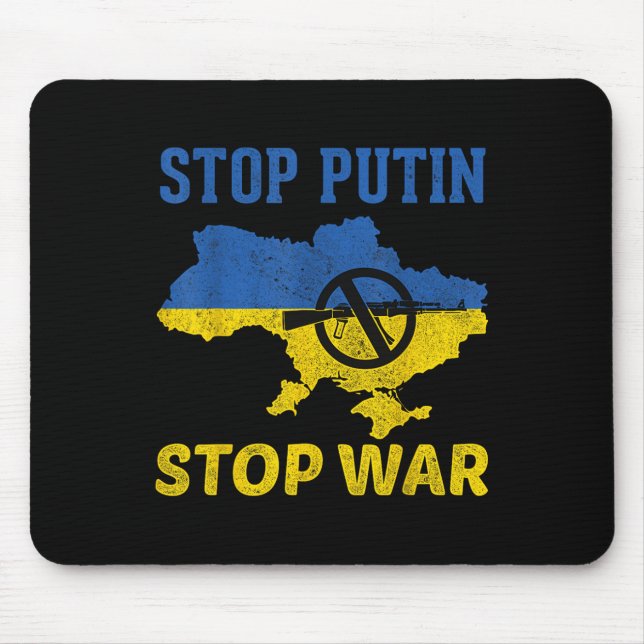 Tapis De Souris Arrêter Poutine Arrêter La Guerre Avec L'Ukraine L (Devant)