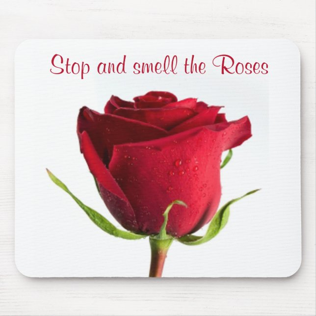 Tapis De Souris Arrêtez et sentez la Rose rouge Rose Mousepad (Devant)