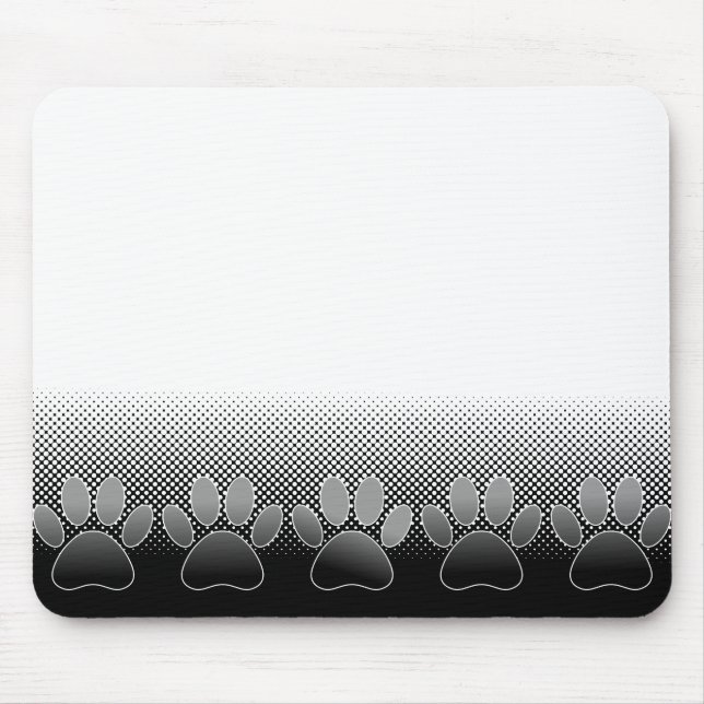 Tapis De Souris Arrière - plan de dégradé de pattes noir et blanc (Devant)