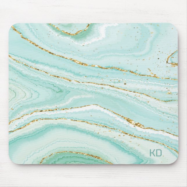 Tapis De Souris Arrière - plan en marbre liquide vert pastel (Devant)