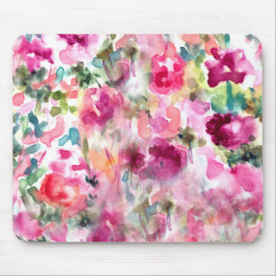 Tapis De Souris Arrière - plan floral d'aquarelle pourpre