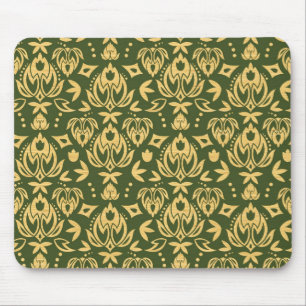 Tapis De Souris Arrière - plan floral en bois de motif de damassé