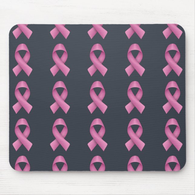 Tapis De Souris Arrière - plan noir Motif de ruban rose (Devant)