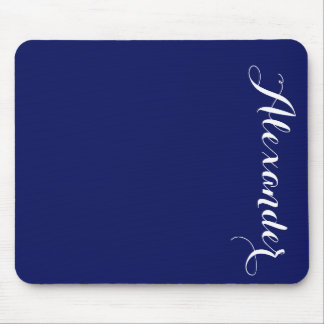 Tapis De Souris Arrière - plan solide de bleu marine, monogramme