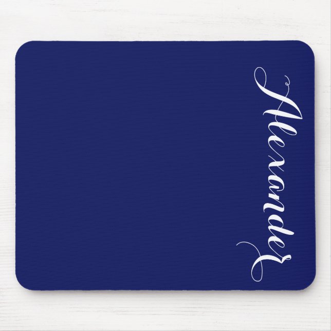Tapis De Souris Arrière - plan solide de bleu marine, monogramme (Devant)