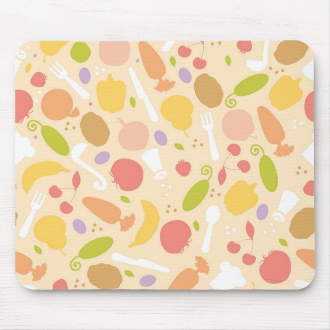 Tapis De Souris Arrière - plan végétarien de motif de cuisine (Devant)