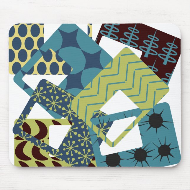 Tapis De Souris Arrondi Rectangles modernes du milieu du siècle (Devant)