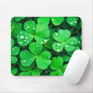 Tapis De Souris Arrosage Sur Des Clovers À Quatre Feuilles